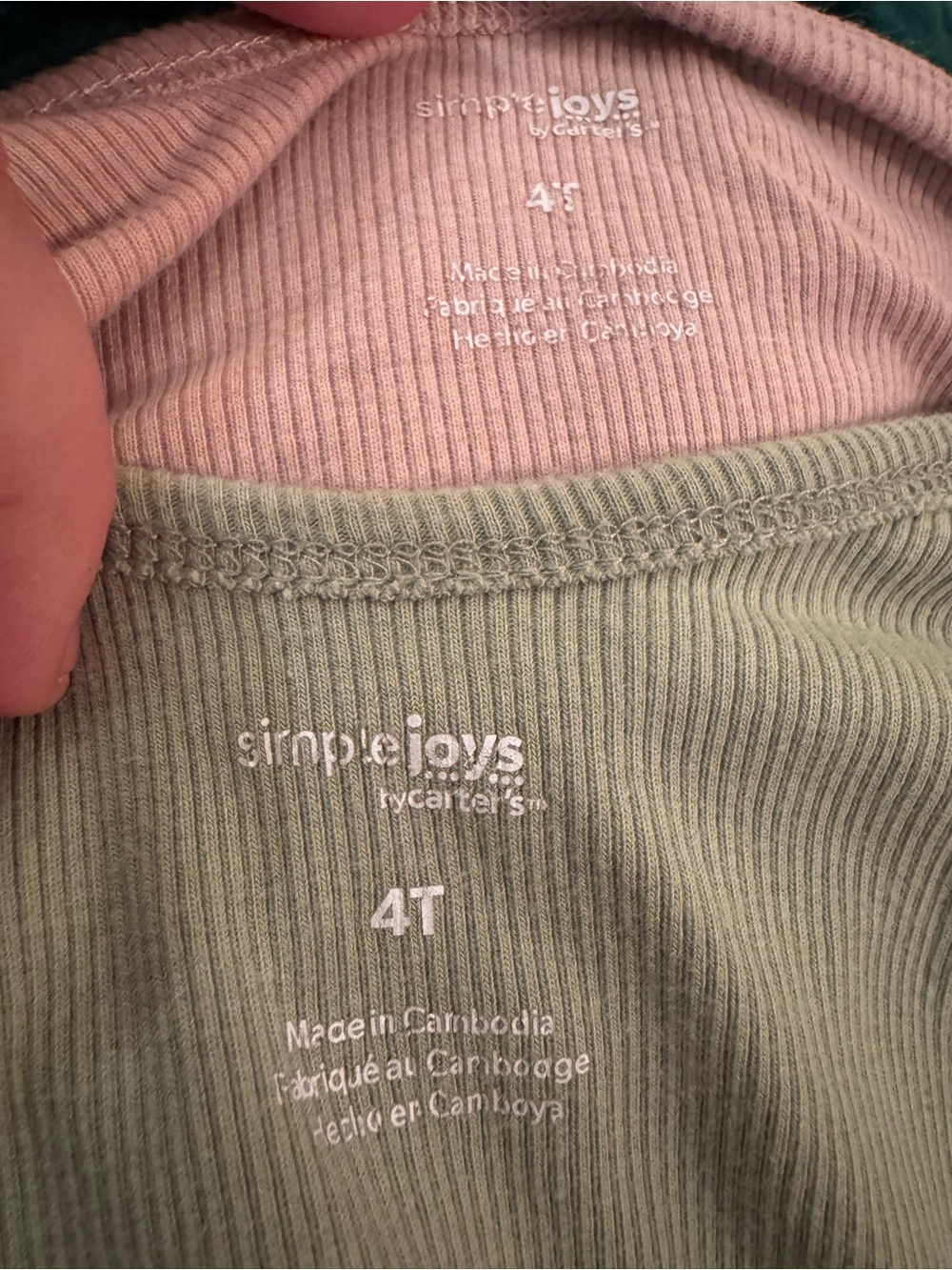 Carter's 2-Pack Ribbed Dresses in Pink and Sage - 4T C3